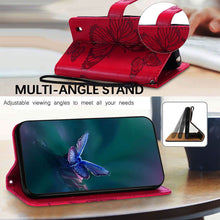 Load image into Gallery viewer, Casekis Embossed Butterfly Wallet Phone Case Red