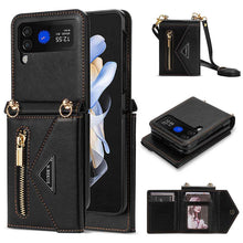 Load image into Gallery viewer, Casekis Crossbody Strap Leather Magnetic Wallet Case For Galaxy Z Flip 3 5G