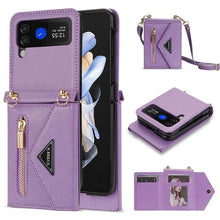 Load image into Gallery viewer, Casekis Crossbody Strap Leather Magnetic Wallet Case For Galaxy Z Flip 4 5G