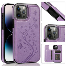 Load image into Gallery viewer, Casekis Butterfly Embossing Wallet Phone Case Purple