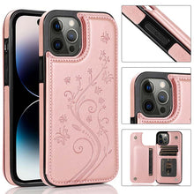 Load image into Gallery viewer, Casekis Butterfly Embossing Wallet Phone Case Rose Gold