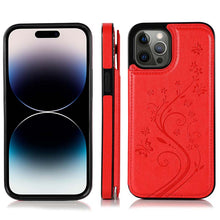 Load image into Gallery viewer, Casekis Butterfly Embossing Wallet Phone Case Red