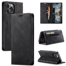 Load image into Gallery viewer, Casekis Retro RFID Wallet Phone Case Black