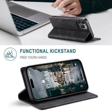 Load image into Gallery viewer, Casekis Retro RFID Wallet Phone Case Black