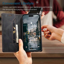 Load image into Gallery viewer, Casekis Retro RFID Wallet Phone Case Black