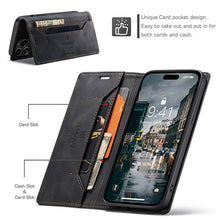 Load image into Gallery viewer, Casekis Retro RFID Wallet Phone Case Black