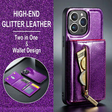 Carica l'immagine nel visualizzatore di Gallery, Casekis Glitter Cardholer Magnetic Phone Case for iPhone 14 Pro
