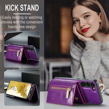 Lade das Bild in den Galerie-Viewer, Casekis Glitter Cardholer Magnetic Phone Case for Galaxy S23 5G