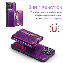 Carica l'immagine nel visualizzatore di Gallery, Casekis Glitter Cardholer Magnetic Phone Case for iPhone 14 Pro