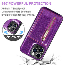 Carica l'immagine nel visualizzatore di Gallery, Casekis Glitter Cardholer Magnetic Phone Case for iPhone 14 Pro