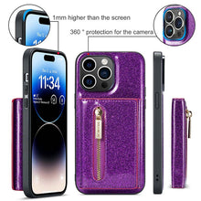 Carica l'immagine nel visualizzatore di Gallery, Casekis Glitter Cardholer Magnetic Phone Case for iPhone 14 Pro