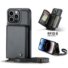 Load image into Gallery viewer, Casekis Zipper Crossbody Wallet RFID Phone Case Black