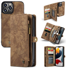 Load image into Gallery viewer, Casekis Zipper Wallet PU Leather Case Brown