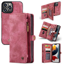 Load image into Gallery viewer, Casekis Zipper Wallet PU Leather Case Red