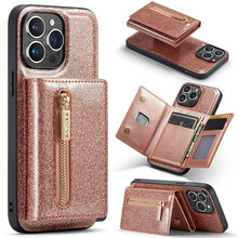 Carica l'immagine nel visualizzatore di Gallery, Casekis Glitter Cardholer Magnetic Phone Case for iPhone 14 Pro
