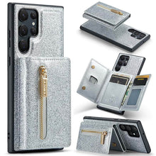 Load image into Gallery viewer, Casekis Glitter Cardholer Magnetic Phone Case Silver