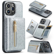 Carica l'immagine nel visualizzatore di Gallery, Casekis Glitter Cardholer Magnetic Phone Case for iPhone 14 Pro