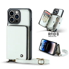 Load image into Gallery viewer, Casekis Zipper Crossbody Wallet RFID Phone Case White