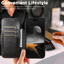 Load image into Gallery viewer, Casekis Leather Wallet MagSafe Phone Case Black
