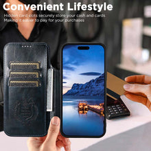 Load image into Gallery viewer, Casekis Leather Wallet MagSafe Phone Case Blue
