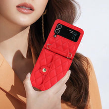Load image into Gallery viewer, Casekis Crossbody Cardholder Phone Case For Galaxy Z Flip 4 Red
