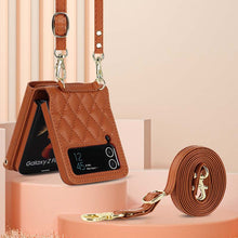 Load image into Gallery viewer, Casekis Crossbody Cardholder Phone Case For Galaxy Z Flip 4 Brown
