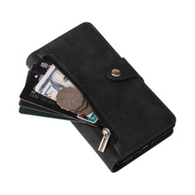 Load image into Gallery viewer, Casekis Studded Zip Leather Wallet Wristlet Phone Case Black
