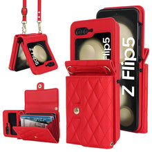 Load image into Gallery viewer, Casekis Crossbody Cardholder Phone Case For Galaxy Z Flip 5 Red
