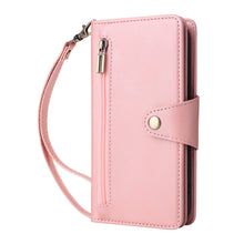Load image into Gallery viewer, Casekis Studded Zip Leather Wallet Wristlet Phone Case Rose Gold
