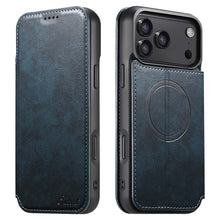 Load image into Gallery viewer, Casekis Leather Wallet MagSafe Phone Case Blue
