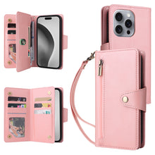 Load image into Gallery viewer, Casekis Studded Zip Leather Wallet Wristlet Phone Case Rose Gold
