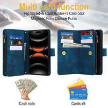 Load image into Gallery viewer, Casekis Crossbody 9 Card Holder Phone Case Navy Blue
