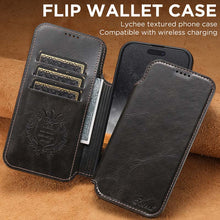 Load image into Gallery viewer, Casekis Leather Wallet MagSafe Phone Case Black

