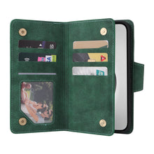 Load image into Gallery viewer, Casekis Studded Zip Leather Wallet Wristlet Phone Case Green
