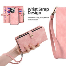 Load image into Gallery viewer, Casekis Zipper 11 Card Slots Wallet Phone Case Pink
