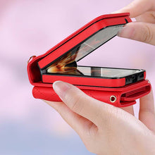 Load image into Gallery viewer, Casekis Crossbody Cardholder Phone Case For Galaxy Z Flip 3 Red
