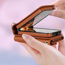 Load image into Gallery viewer, Casekis Crossbody Cardholder Phone Case For Galaxy Z Flip 3 Brown
