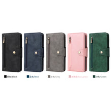 Load image into Gallery viewer, Casekis Studded Zip Leather Wallet Wristlet Phone Case Blue
