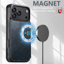 Load image into Gallery viewer, Casekis Leather Wallet MagSafe Phone Case Blue
