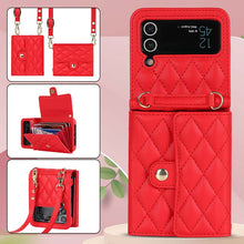 Load image into Gallery viewer, Casekis Crossbody Cardholder Phone Case For Galaxy Z Flip 4 Red
