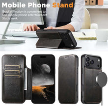 Load image into Gallery viewer, Casekis Leather Wallet MagSafe Phone Case Black
