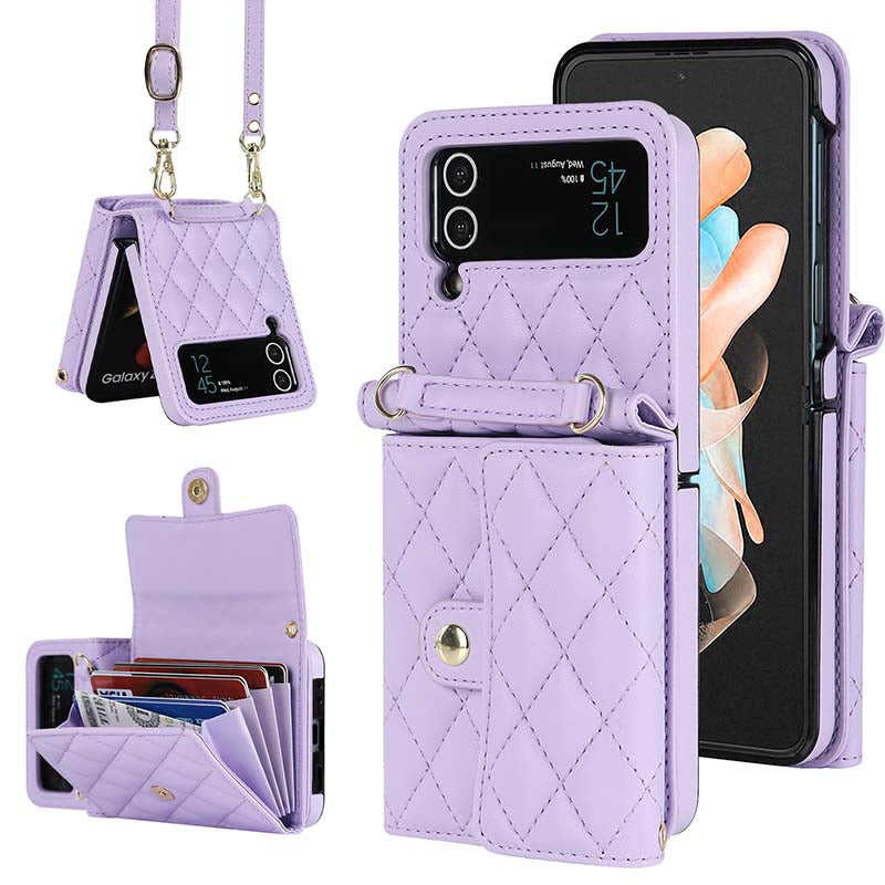 Casekis Crossbody Cardholder Phone Case For Galaxy Z Flip 3 Purple