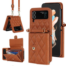 Load image into Gallery viewer, Casekis Crossbody Cardholder Phone Case For Galaxy Z Flip 3 Brown
