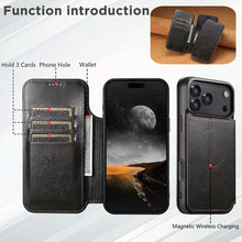 Load image into Gallery viewer, Casekis Leather Wallet MagSafe Phone Case Black
