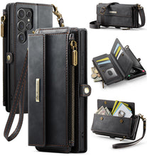 Load image into Gallery viewer, Casekis Crossbody Leather Wallet RFID Phone Case Black
