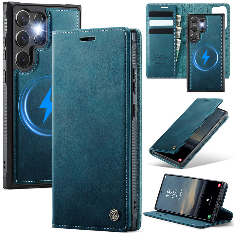 Casekis Leather Magnetic Flip Detachable Wallet Phone Case Blue Green