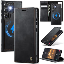 Load image into Gallery viewer, Casekis Leather Magnetic Flip Detachable Wallet Phone Case Black
