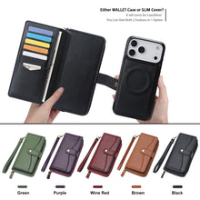 Load image into Gallery viewer, CASEKIS 2-in-1 Magnetic Detachable Wallet Case with RFID Blocking, 16 Card Slots &amp; Zipper Pocket Black
