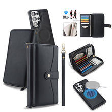 Load image into Gallery viewer, CASEKIS 2-in-1 Magnetic Detachable Wallet Case with RFID Blocking, 16 Card Slots &amp; Zipper Pocket Black
