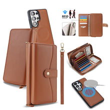 Load image into Gallery viewer, CASEKIS 2-in-1 Magnetic Detachable Wallet Case with RFID Blocking, 16 Card Slots &amp; Zipper Pocket Brown
